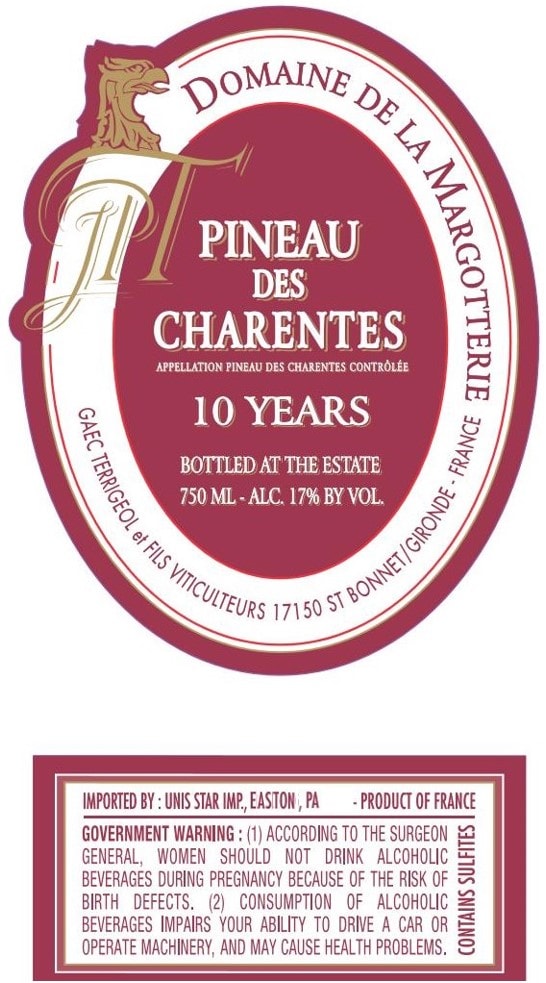 DOMAINE DE LA MARGOTTERIE, PINEAU DES CHARENTES 10 YEARS OLD